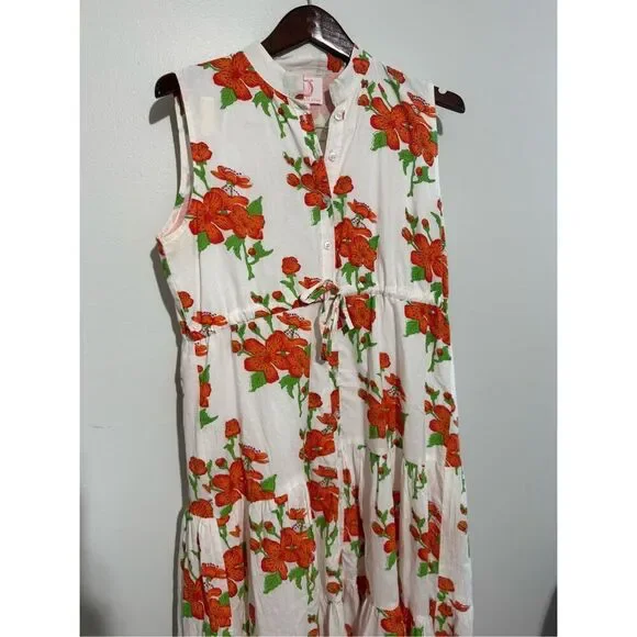 Victoria Dunn Magnolia Flutter Floral Sleeve Dress Size Medium Button - Picture 5 of 13
